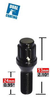 Revolution One Piece Solid Design Lug Bolt 63K548-24Black - Blt M14X24M 20 BK 63K548-24BLK