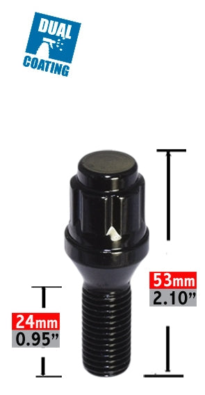 Revolution One Piece Solid Design Lug Bolt 63K548-24Black - Blt M14X24M 20 BK 63K548-24BLK