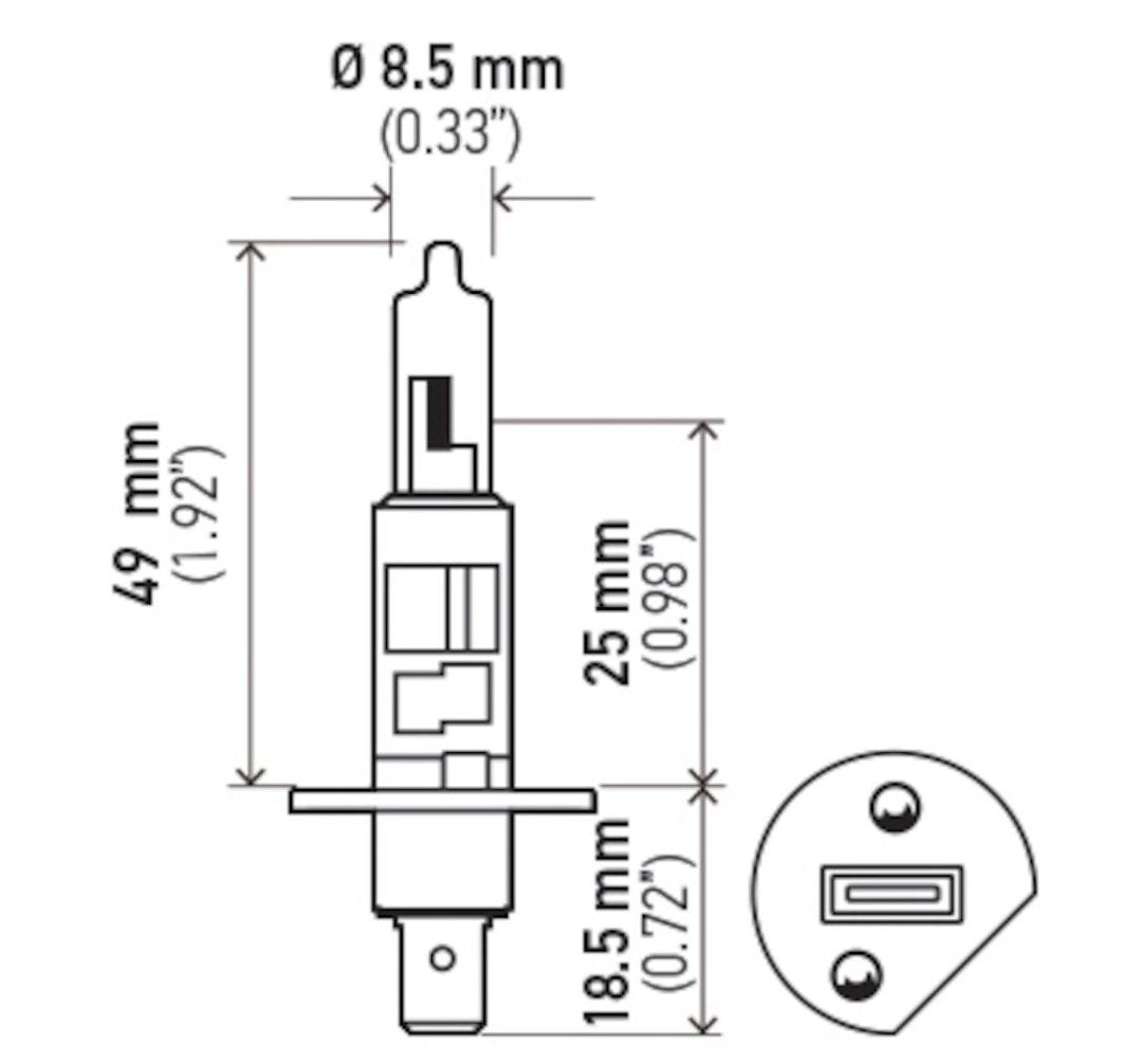 Hella Easy To Install Headlight Bulb 002089541 - H1 12V 55W P14.5S T2.5 50