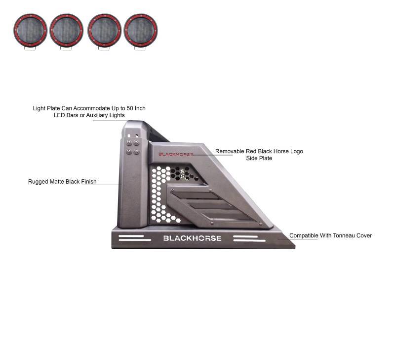Black Horse Patented Design Truck Bed Bar AR2-05B-PLFR - Armour Roll Kit