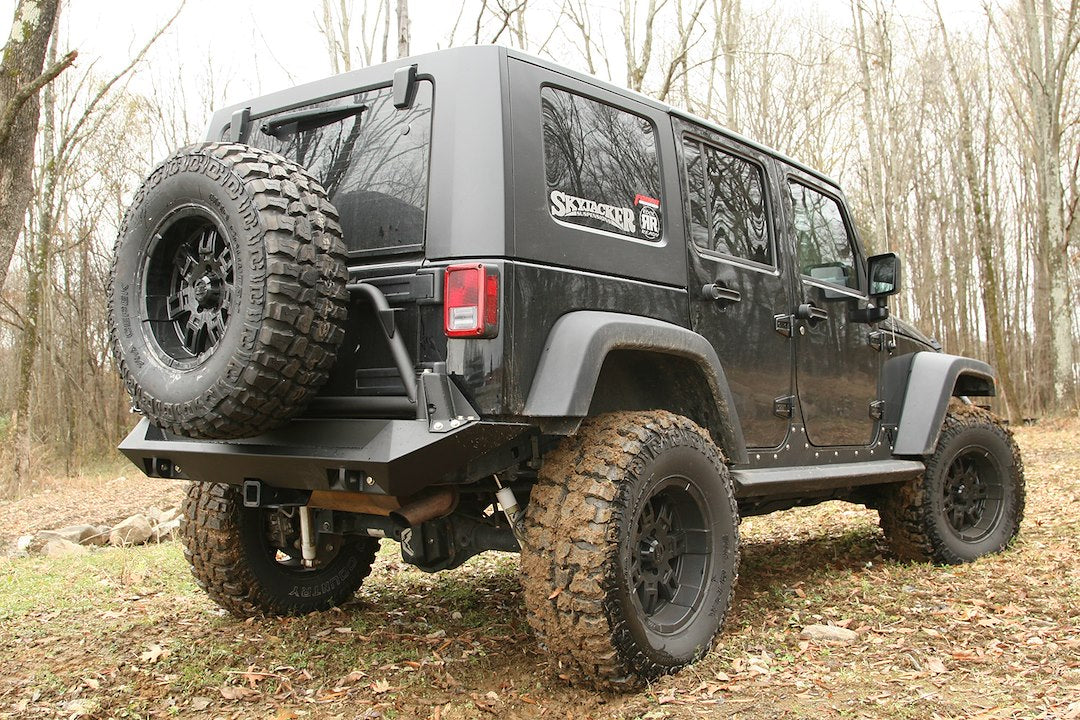 FAB Fours Pivot Secured In Double Sheer Spare Tire Carrier JP-Y1251T-1 - TJ LJ JK Carr 97-10