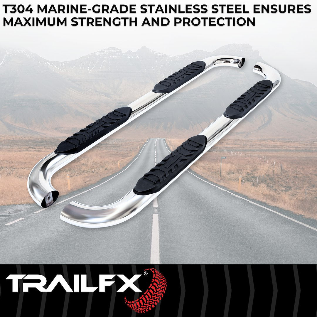 Trailfx Limited Lifetime Warranty Nerf Bar A1019S - Oval Bent Tacoma Double Cab