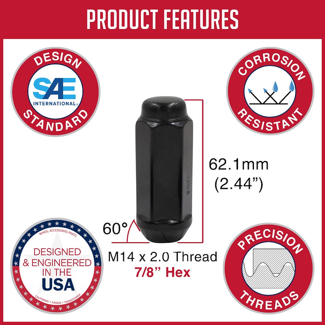 Revolution 131173XLBLK Lug Nut - Black
