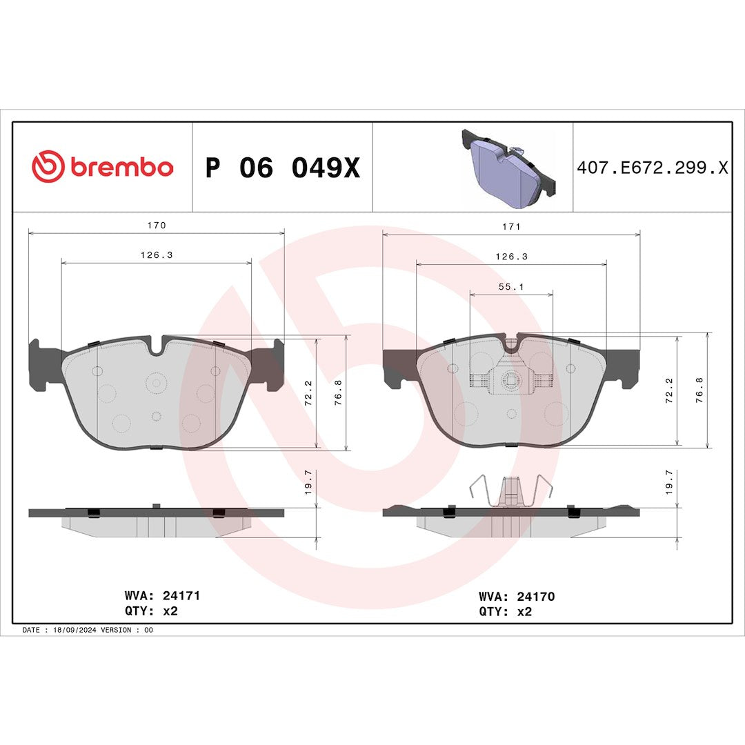 Brembo Premium Low-Met OE Equivalent Pad Brake Pad P06049X