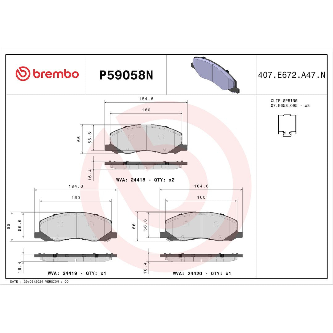 Brembo Premium Low-Met OE Equivalent Pad Brake Pad P59058N - Disc Set