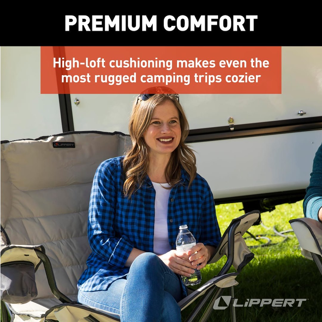 Lippert Comp Dual Cupholders For Convenience Camping Chair 2022114819 - Campfire Mega Padded Quad