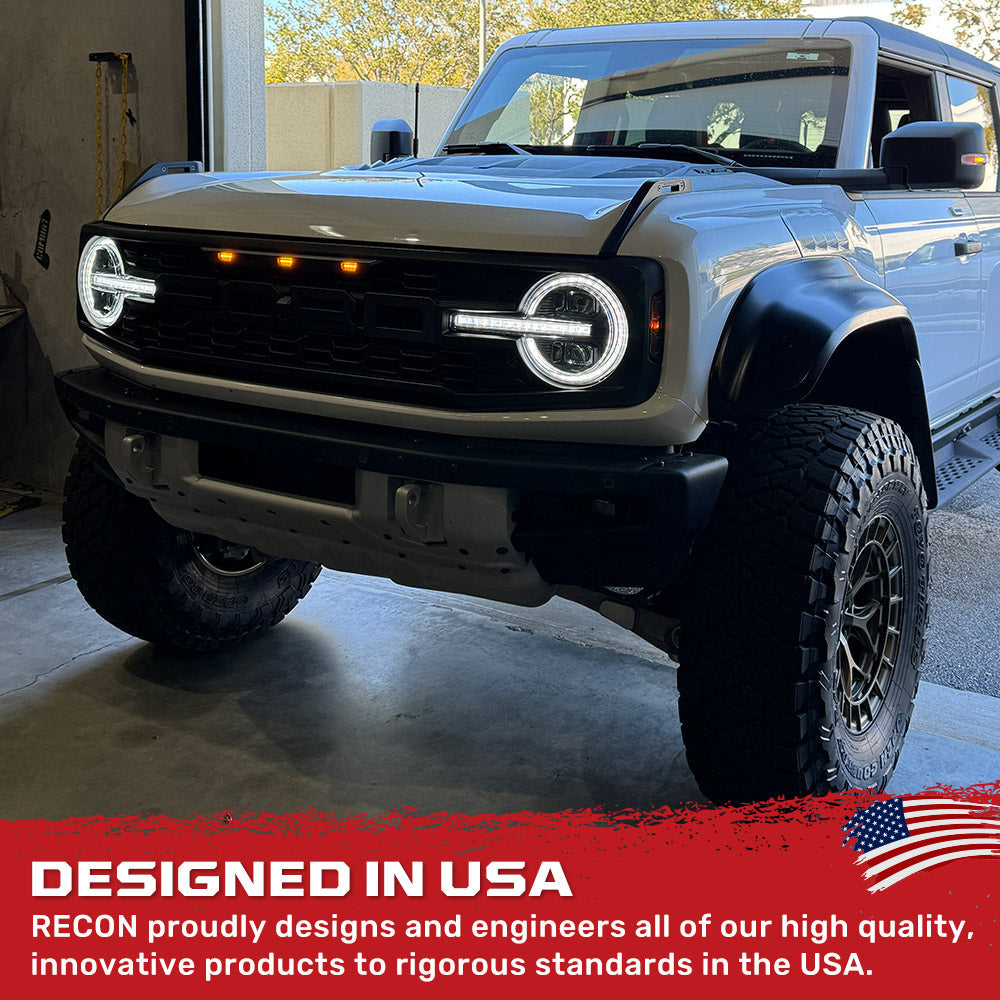 Recon Access Smoked Lens Housing Headlight Assembly 264479BKWH - Ford Bronco 21-24 Led Projector Hea