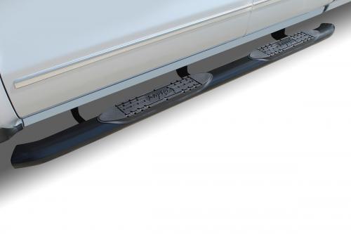 Raptor Rocker Panel Mount Nerf Bar 1601-0313B - Black Curved Oval Step Bars