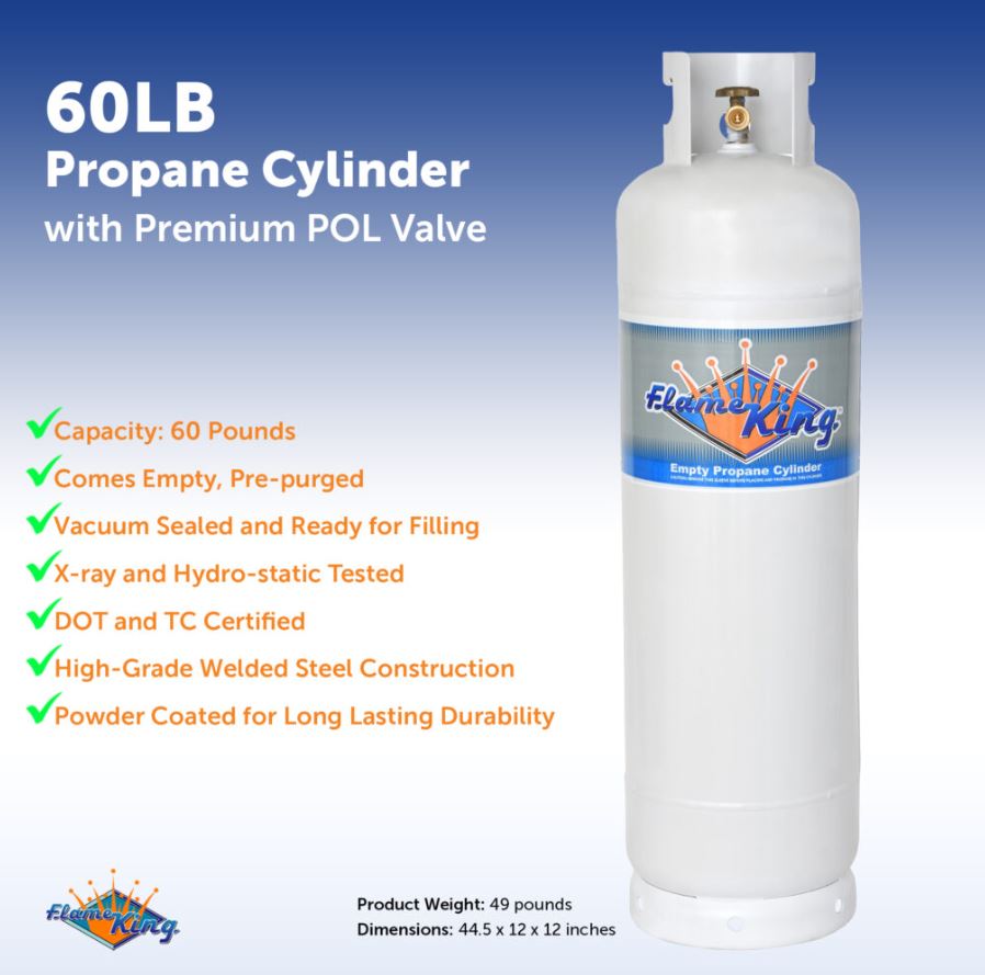 Flame King POL Valve Assembly Propane Tank YSN60LB - 60 LP Cylinder POL