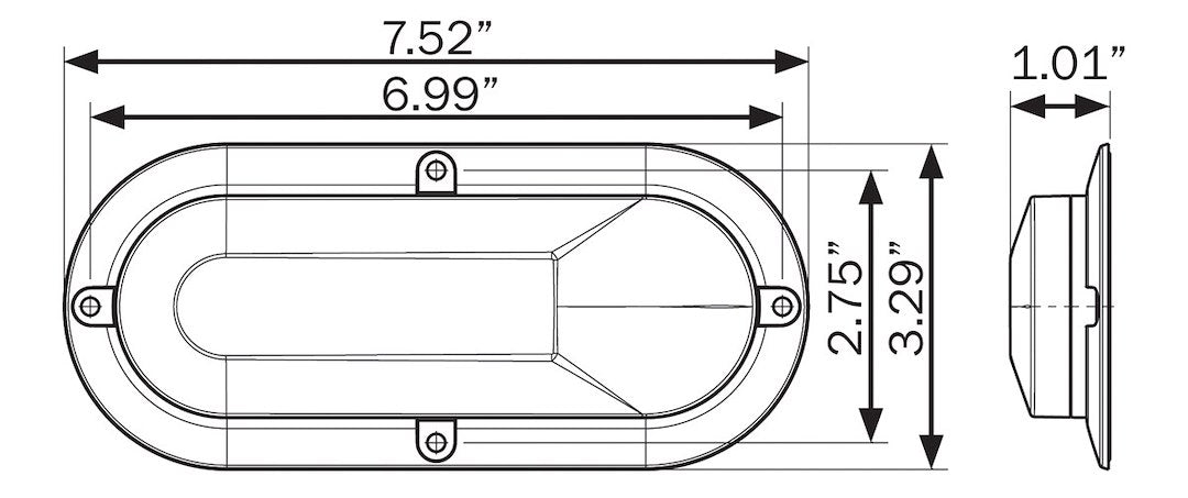Optronics Surface Flange Mount Installation Trailer Light STL1211RCFHPGP - Clear Led STT BU Glo Surfmt FPL3