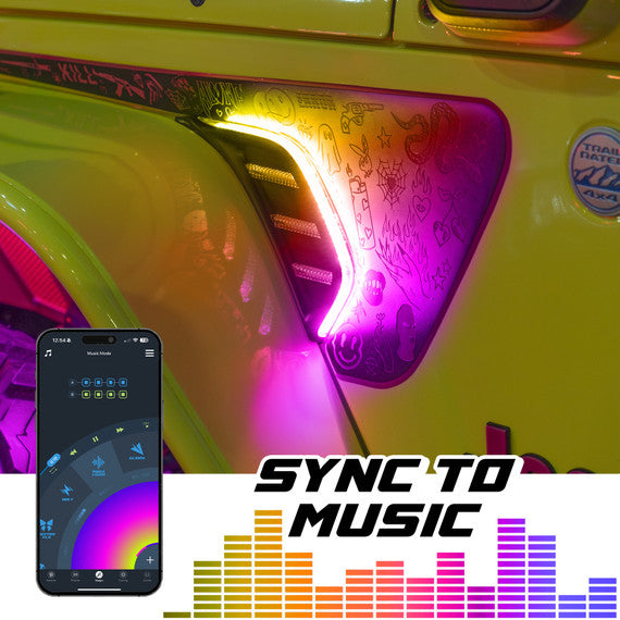 XK Glow Compatible With Third-Party Apps Side Marker Light - LED MX-Vent-RGB-KIT - Xkmax App Control Jeep Air Vent Lig