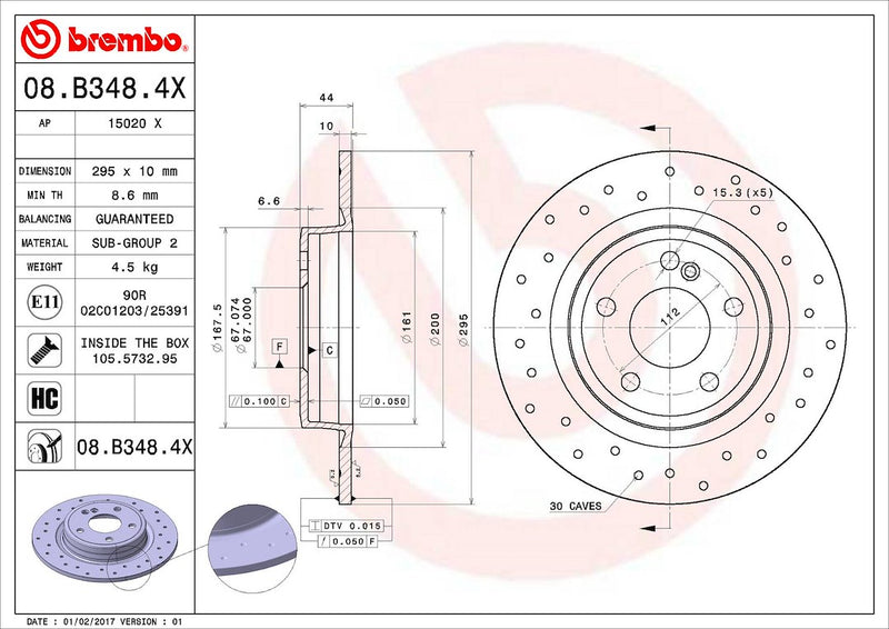 Brembo 08B3484XC02 Brake Rotor