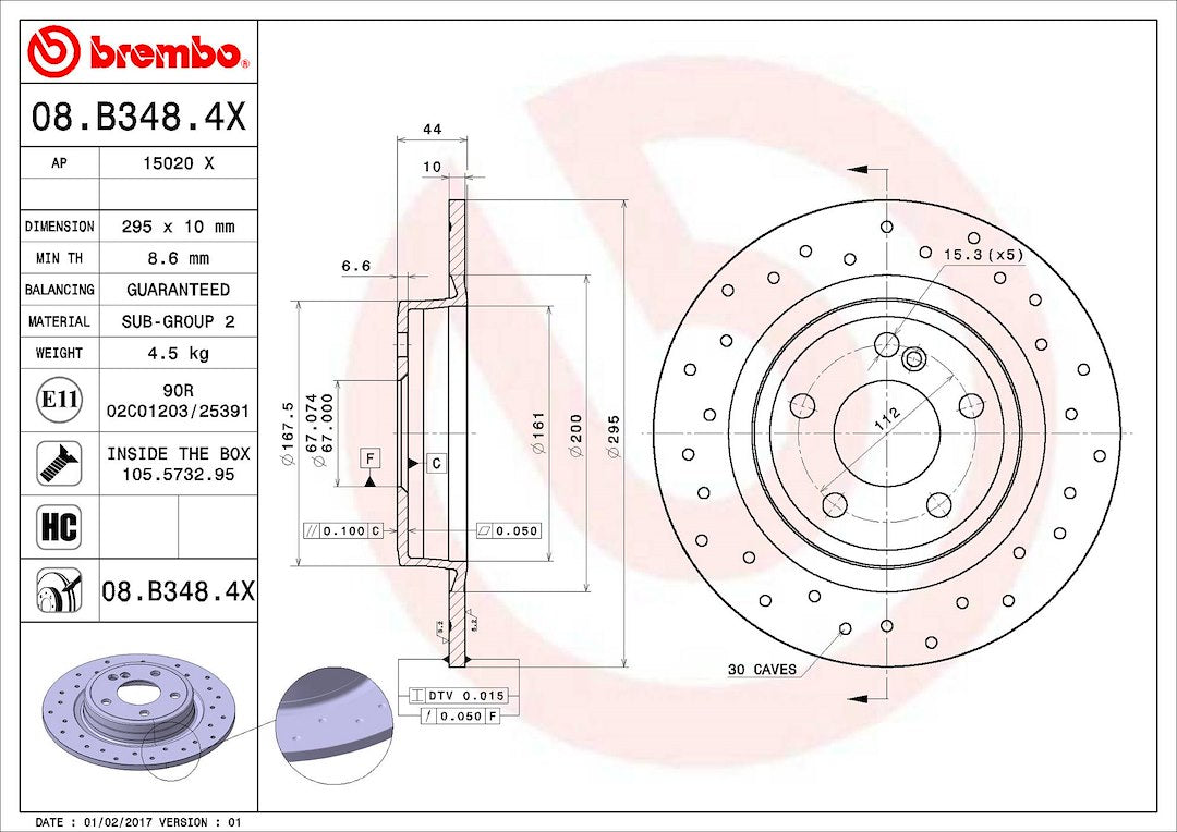 Brembo 08B3484XC02 Brake Rotor