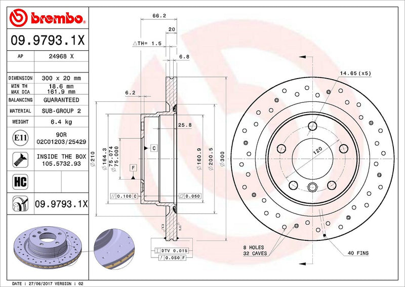 Brembo 0997931XC02 Brake Rotor
