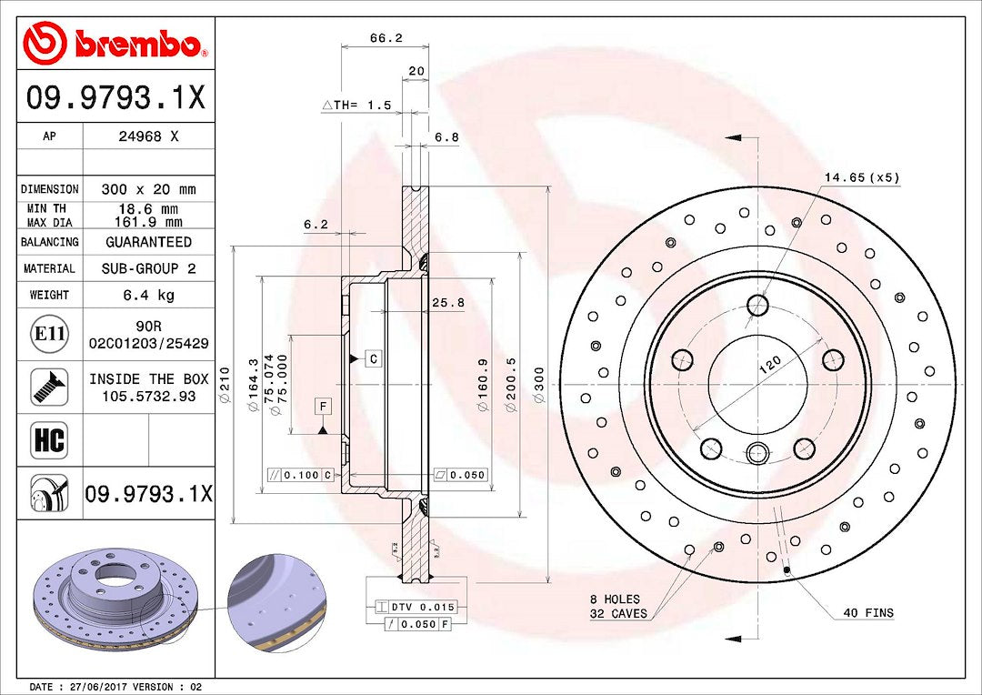 Brembo 0997931XC02 Brake Rotor