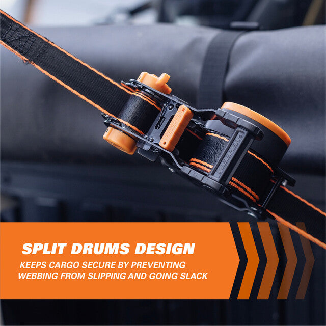 Hampton Prod Patent-Pending Built-In Safety Brake Tie Down Strap 43557 - X10 Retractable Ratchet
