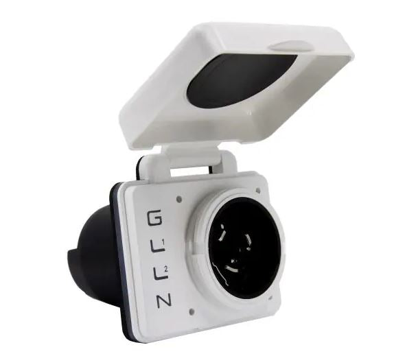 Hughes Auto Features Water Resistant Cover Power Inlet Port SV50API-W - White 50A Smart RV