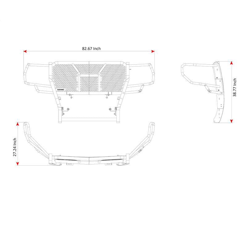Black Horse Patent Approved Grille Guard RU-Gmsi19-B-K2 - Rugged Heavy Duty Kit