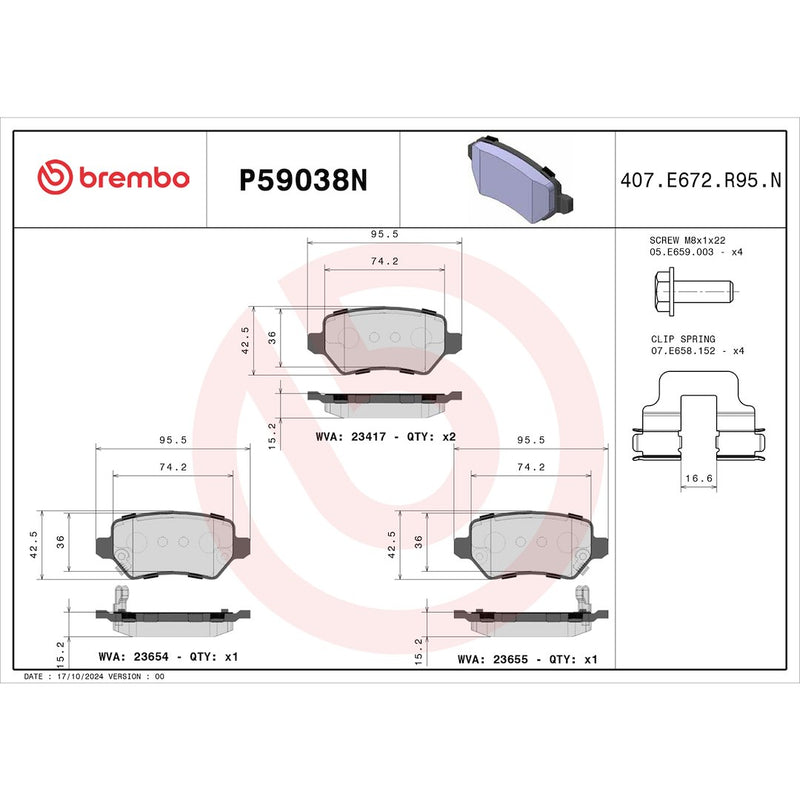 Brembo Premium Low-Met OE Equivalent Pad Brake Pad P59038N - Disc Set