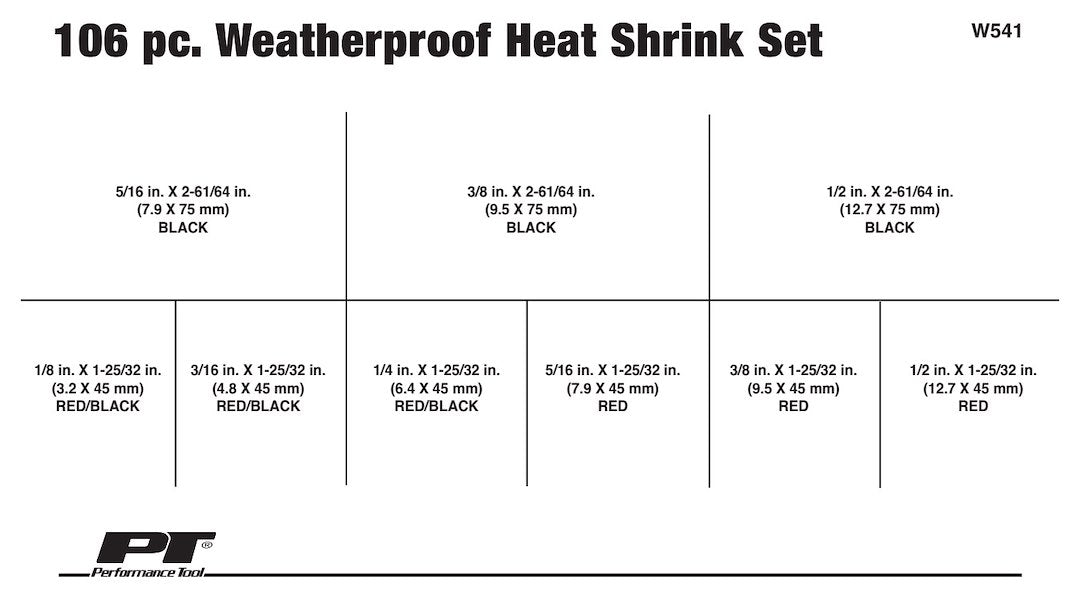 Perform Tool W541 Heat Shrink Tubing Assortment