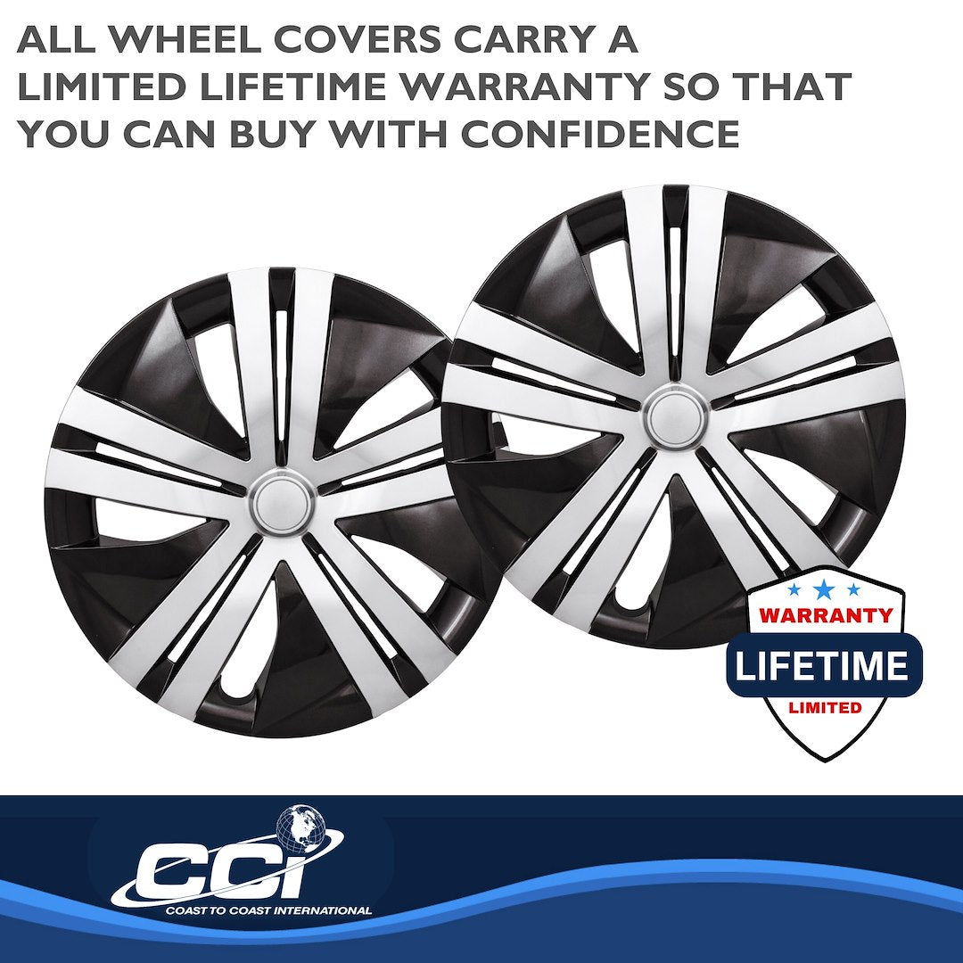 Coast2Coast Limited Lifetime Warranty Wheel Cover IWC55116SB - Silver Black WC 18-25 Leaf 16 10 Spk
