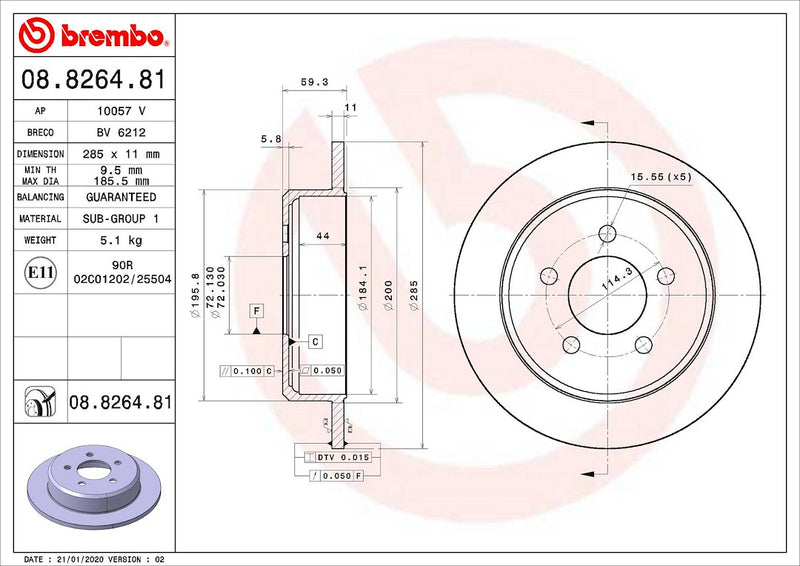 Brembo Components Not Hazardous To Health Brake Rotor 08826481C02 - Disc