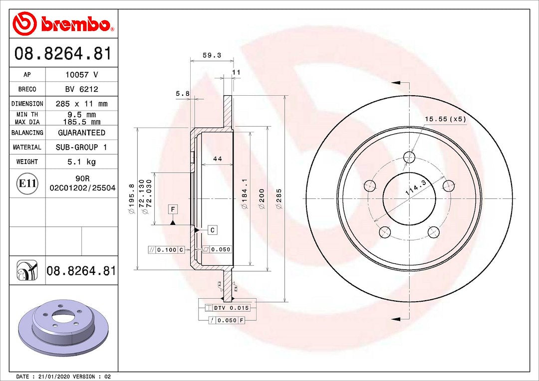 Brembo Components Not Hazardous To Health Brake Rotor 08826481C02 - Disc