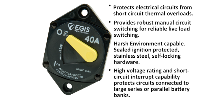 Egis Mobile Made In USA Circuit Breaker 4707-040 - 87 Series 40 Panel Mount