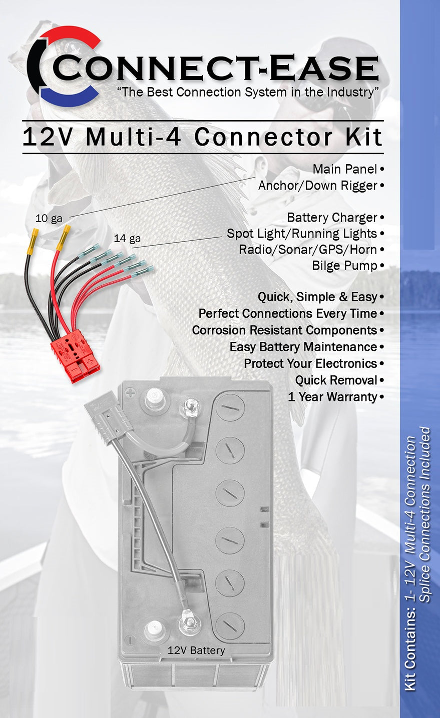 Connect Ease Corrosion Resistant Components Battery Connection Harness RCE12VB4 - Multi Lead Accessory CO