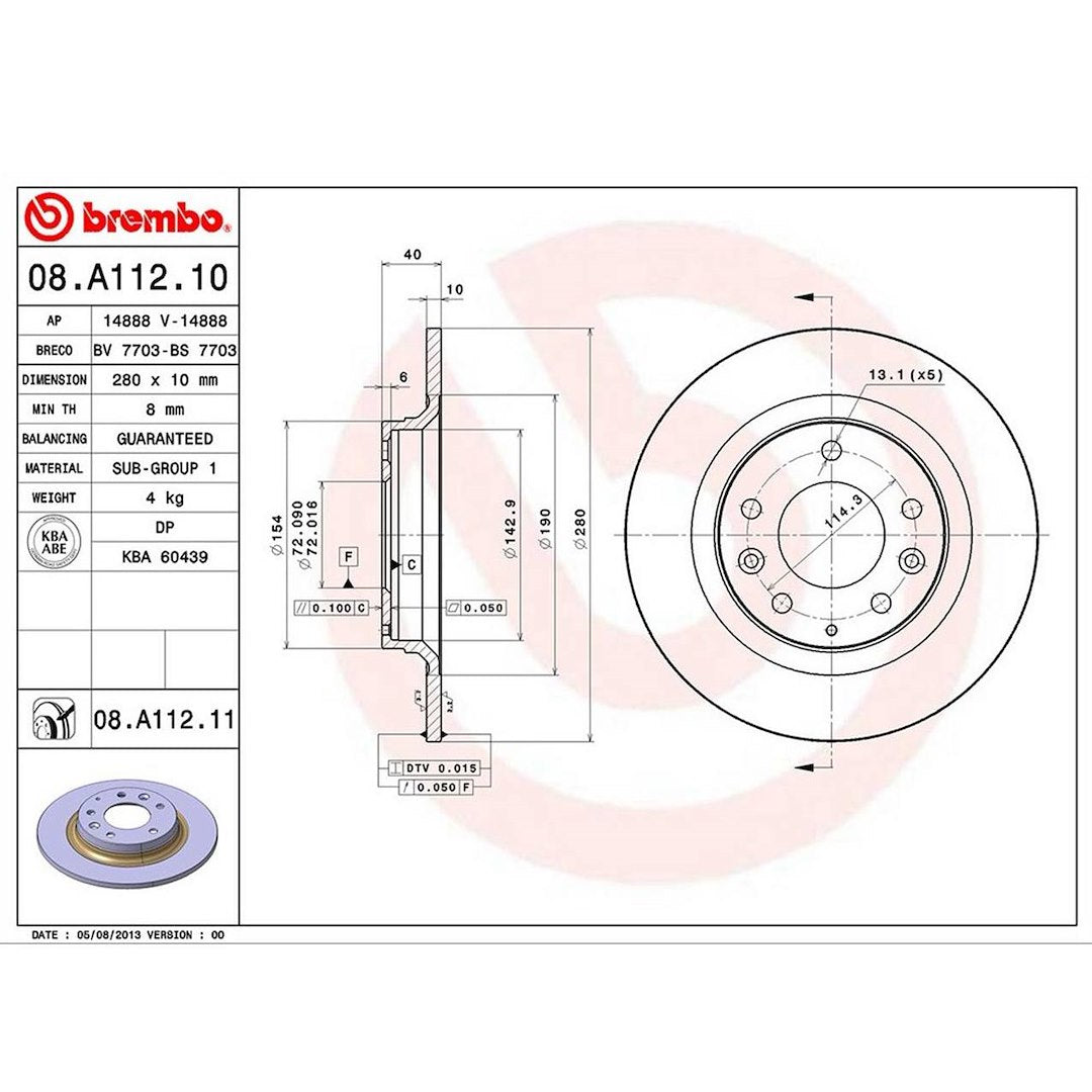 Brembo Components Not Hazardous To Health Brake Rotor 08A11211C02 - Disc