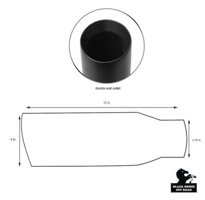 Black Horse Rust And Corrosion Proof Material Exhaust Tail Pipe Tip MT-RR03BK - Universal Muffler TIP-Muffler