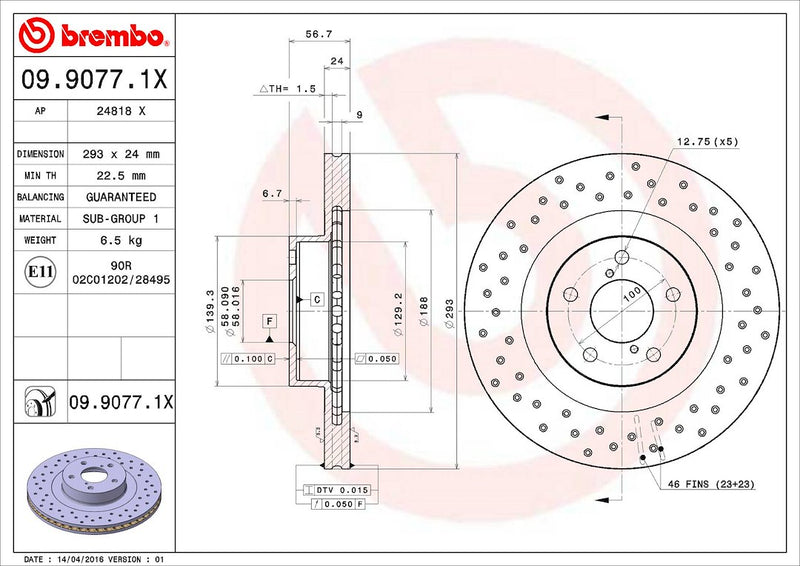 Brembo 0990771XC02 Brake Rotor