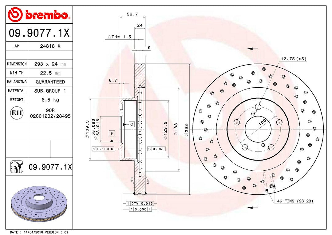 Brembo 0990771XC02 Brake Rotor