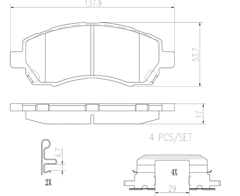 Brembo Premium Low-Met OE Equivalent Pad Brake Pad P78009N - Disc Set