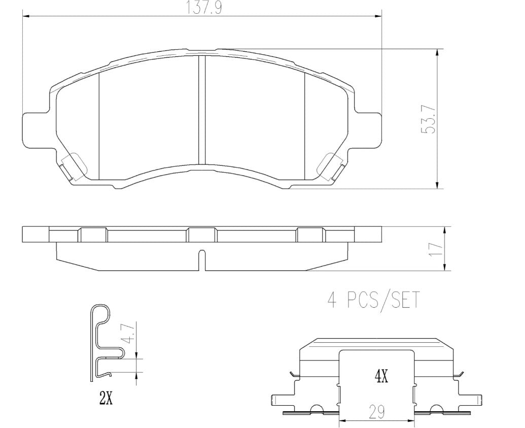 Brembo Premium Low-Met OE Equivalent Pad Brake Pad P78009N - Disc Set