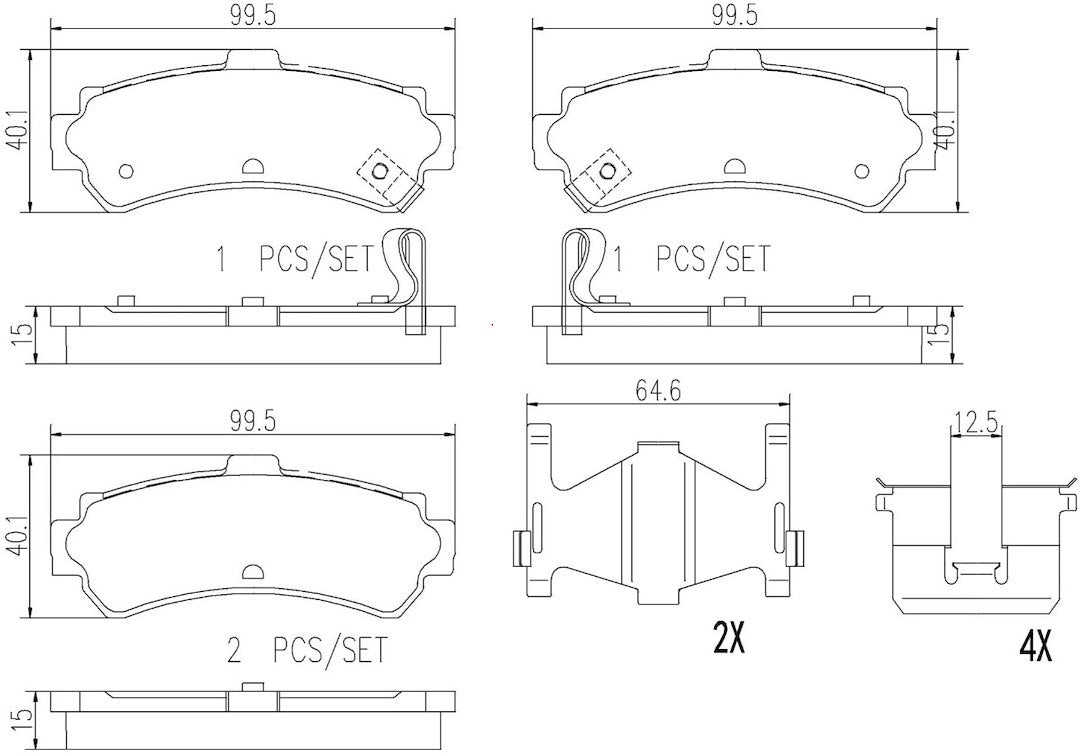 Brembo Premium Low-Met OE Equivalent Pad Brake Pad P56035N - Disc Set