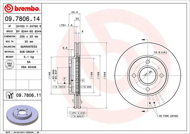 Brembo 09780611C02 Brake Rotor