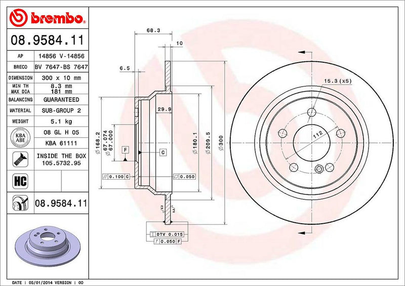 Brembo Components Not Hazardous To Health Brake Rotor 08958411C02 - Disc