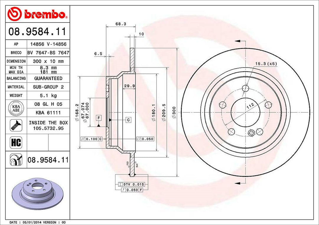Brembo Components Not Hazardous To Health Brake Rotor 08958411C02 - Disc