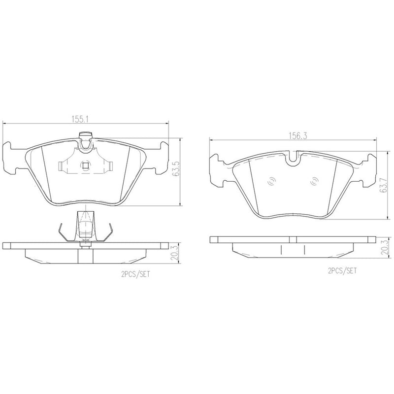 Brembo Premium Low-Met OE Equivalent Pad Brake Pad P06022N - Disc Set