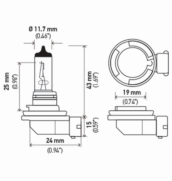 Hella Increased Vibration Resistance Headlight Bulb H11 24V - H11 24V 70W PGJ19-2