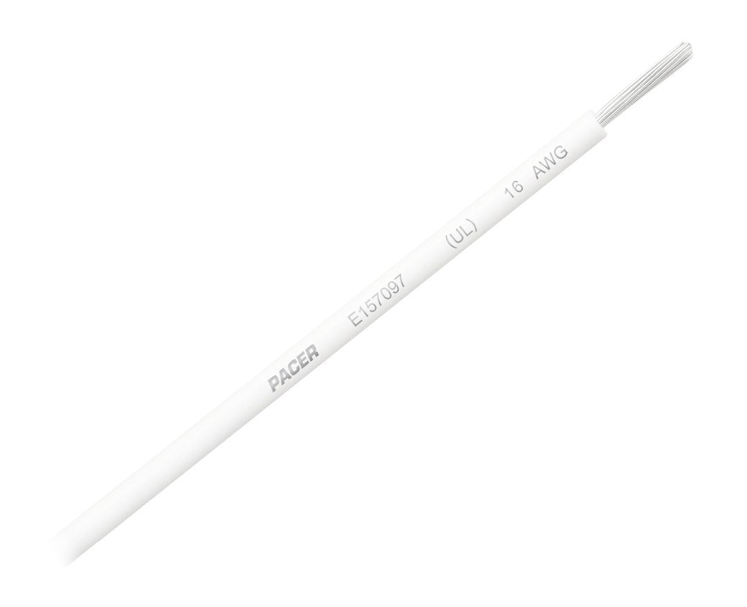 Pacer No Supplier Warranty Primary Wire WUL16WH-100 - 16 Awg UL WH TC 100FT RL