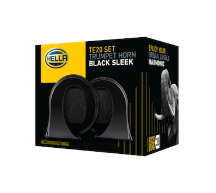 Hella Maintenance Free Design Horn 011225831 - Black Kit BX Trumpet