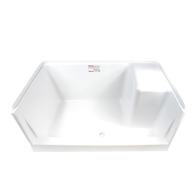 S.Recreation Lightweight And Strong Shower Pan SP3048WRS - White 30 48 Right Seat
