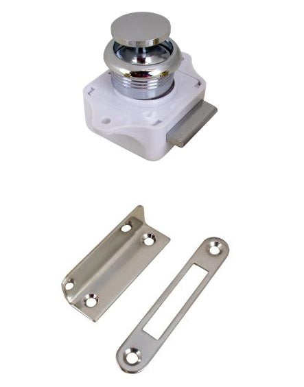 SEA DOG Made In USA Drawer Latch 224300-1 - Chrome Push Button Rim