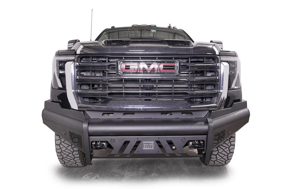 FAB Fours Features Tow Hooks Bumper GM24-Q6261-1 - Black 2024 Gmc HD Steel Elite Senso