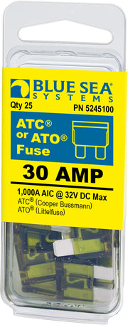 Blue SEA 5245100-BSS - Fuse ATO ATC 30A Pack 25