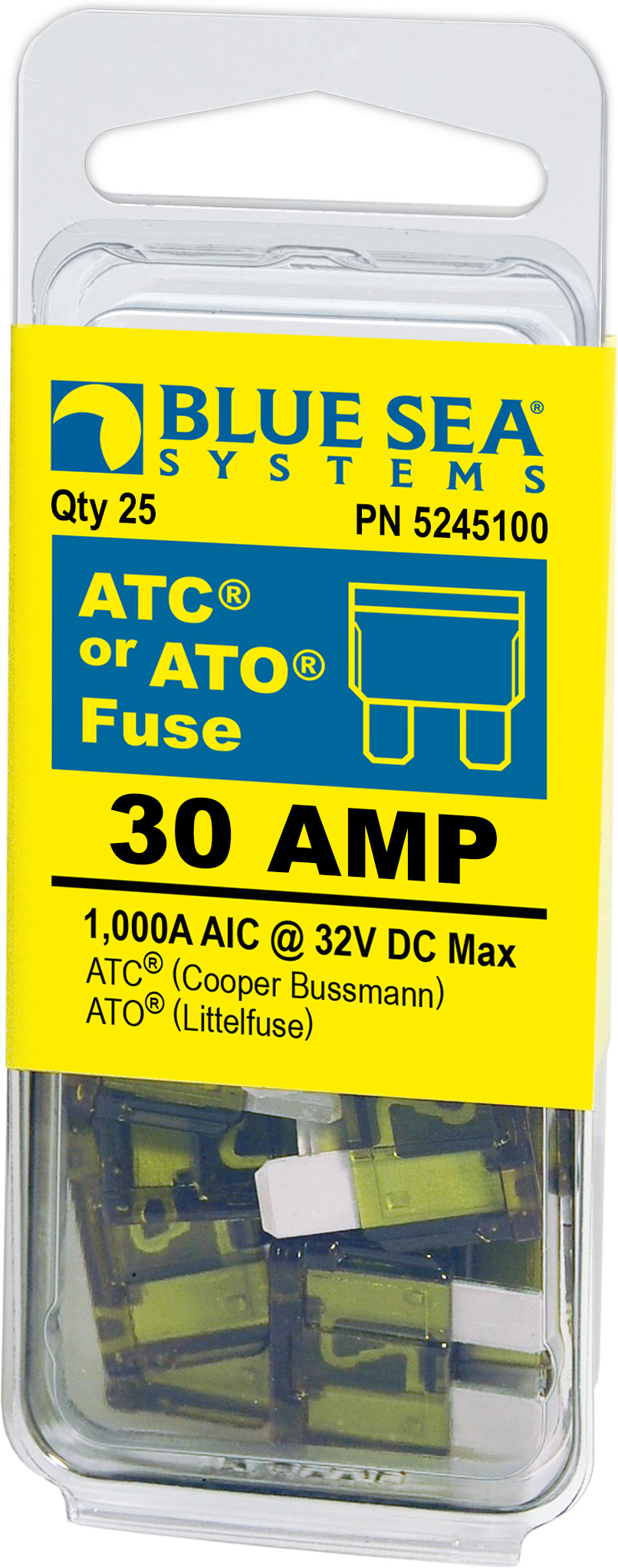Blue SEA 5245100-BSS - Fuse ATO ATC 30A Pack 25