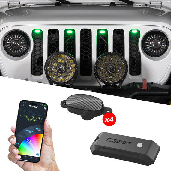 XK Glow Compatible With Third-Party Apps Grille Light - LED MX-Gpod-4 - Xkmax 4PC PRE-Runner Style Rgbw