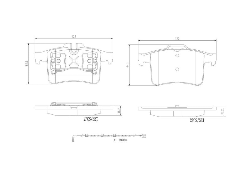 Brembo Premium Low-Met OE Equivalent Pad Brake Pad P36034N - Disc Set